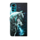 For Motorola Moto G22 3D Painting Pattern TPU + PU Leather Phone Case(Wolf)