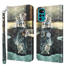 For Motorola Moto G22 3D Painting Pattern TPU + PU Leather Phone Case(Cat Tiger)