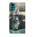 For Motorola Moto G22 3D Painting Pattern TPU + PU Leather Phone Case(Cat Tiger)