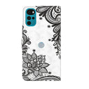 For Motorola Moto G22 3D Painting Pattern TPU + PU Leather Phone Case(Diagonal Black Flower)