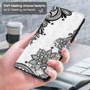 For Motorola Moto G22 3D Painting Pattern TPU + PU Leather Phone Case(Diagonal Black Flower)