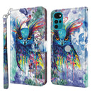 For Motorola Moto G22 3D Painting Pattern TPU + PU Leather Phone Case(Watercolor Owl)