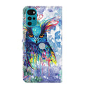 For Motorola Moto G22 3D Painting Pattern TPU + PU Leather Phone Case(Watercolor Owl)
