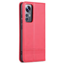 For Xiaomi 12 / 12X AZNS Magnetic Calf Texture Flip Leather Phone Case(Red)