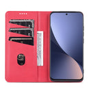 For Xiaomi 12 / 12X AZNS Magnetic Calf Texture Flip Leather Phone Case(Red)