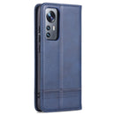 For Xiaomi 12 / 12X AZNS Magnetic Calf Texture Flip Leather Phone Case(Dark Blue)