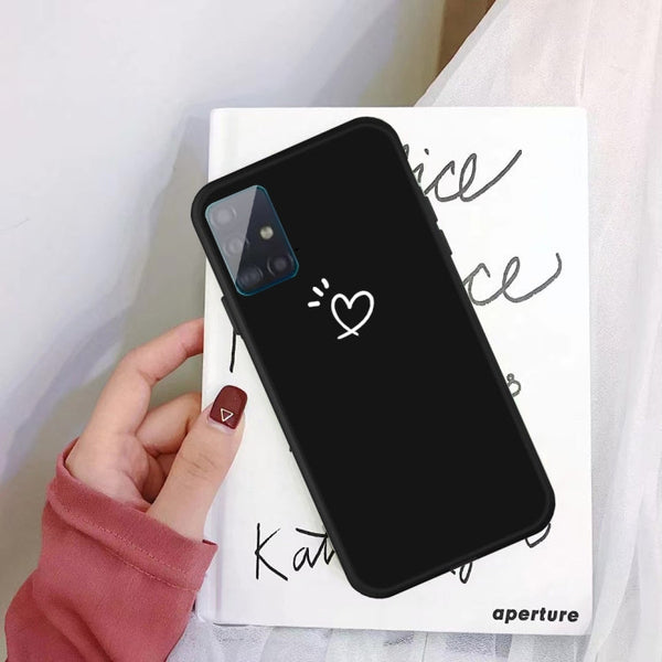 For Galaxy A51 Love Heart Pattern Frosted TPU Protective Case(Black)