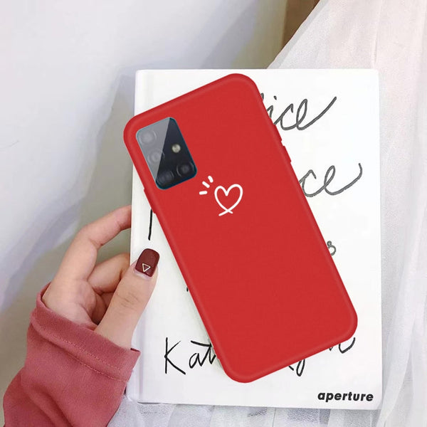 For Galaxy A51 Love Heart Pattern Frosted TPU Protective Case(Red)