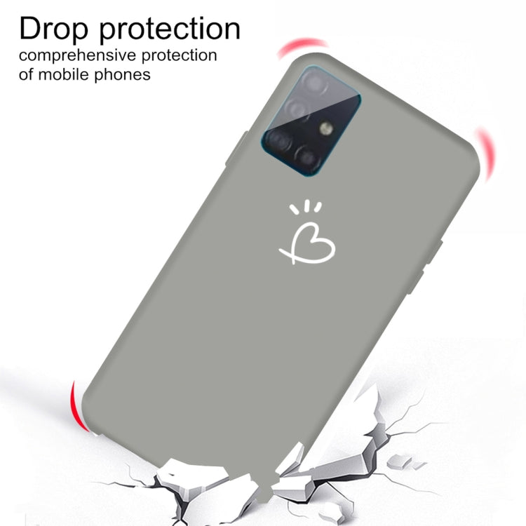 For Galaxy A51 Love Heart Pattern Frosted TPU Protective Case(Grey)