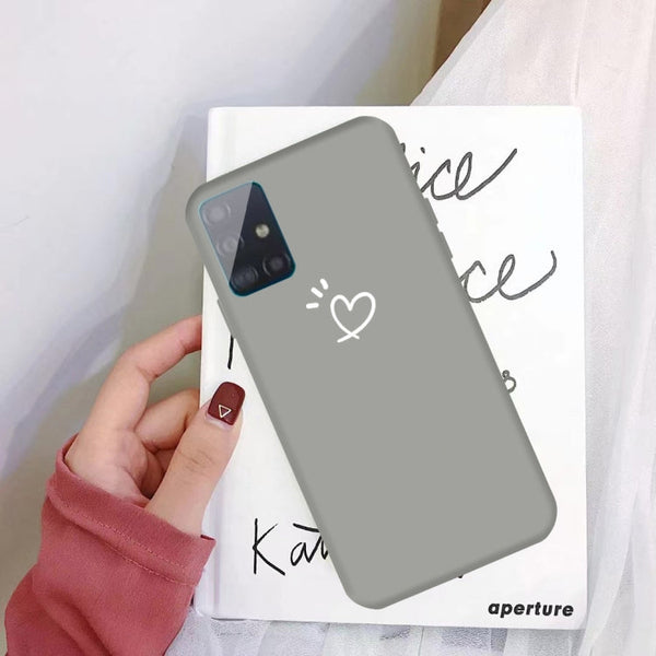For Galaxy A51 Love Heart Pattern Frosted TPU Protective Case(Grey)