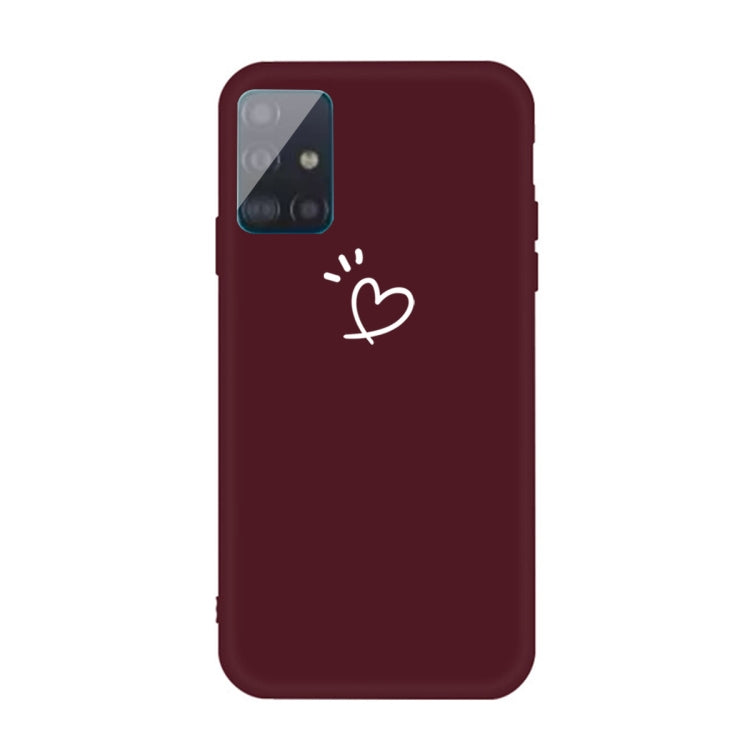 For Galaxy A51 Love Heart Pattern Frosted TPU Protective Case(Wine Red)