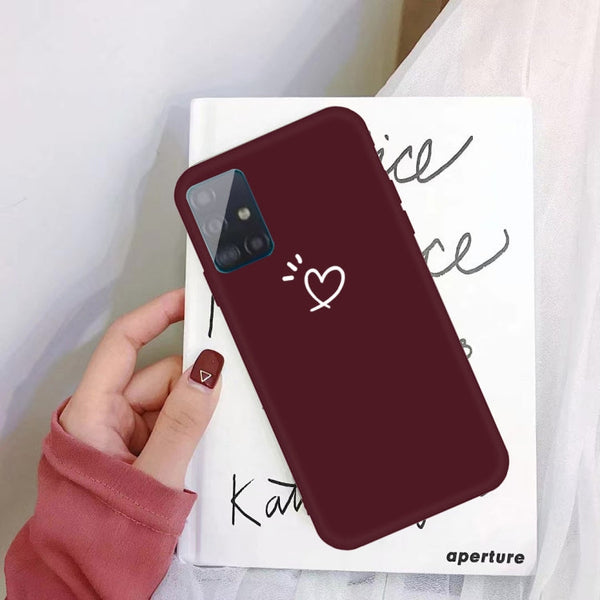 For Galaxy A51 Love Heart Pattern Frosted TPU Protective Case(Wine Red)