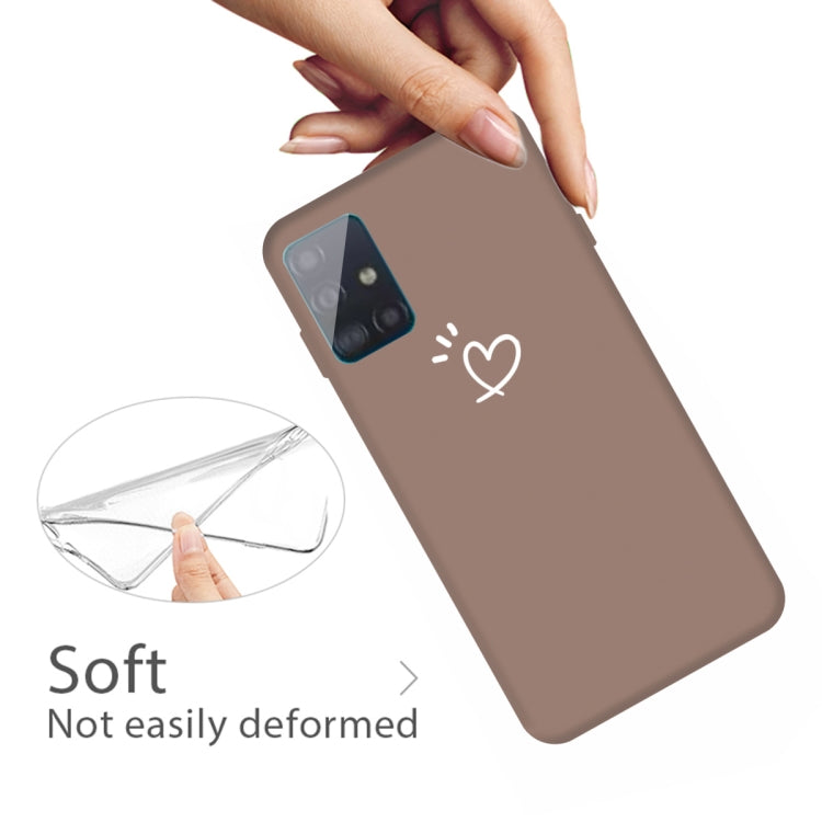 For Galaxy A51 Love Heart Pattern Frosted TPU Protective Case(Khaki)