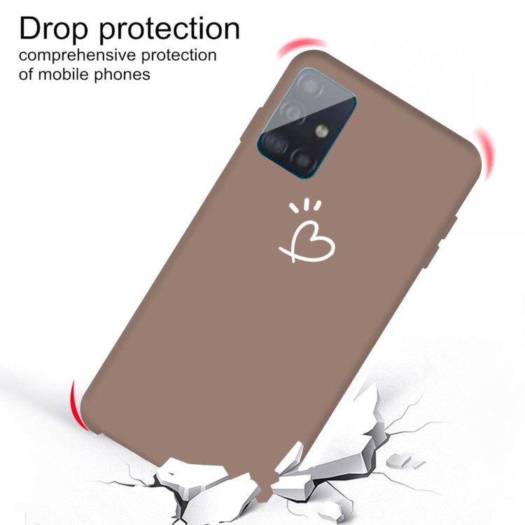For Galaxy A51 Love Heart Pattern Frosted TPU Protective Case(Khaki)