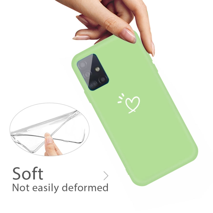 For Galaxy A51 Love Heart Pattern Frosted TPU Protective Case(Green)