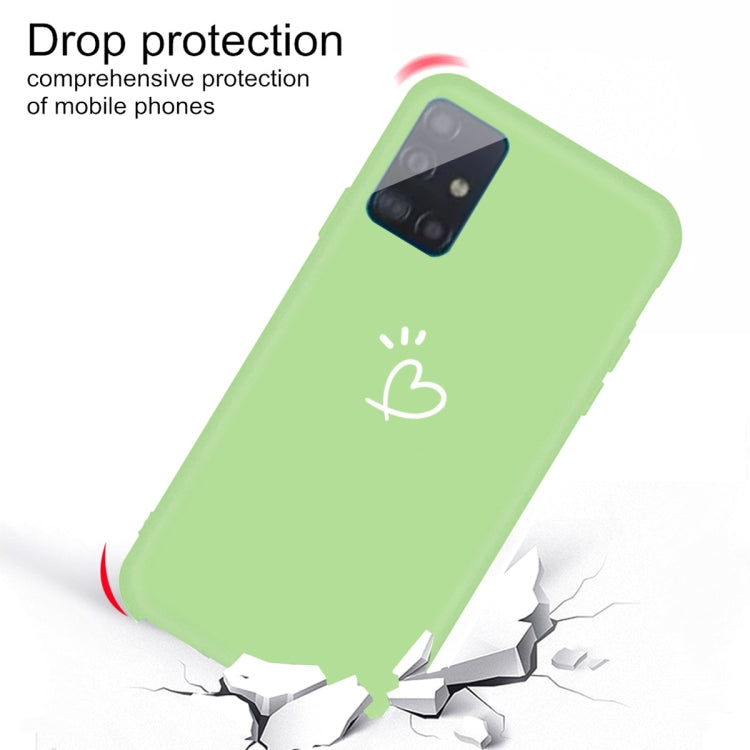 For Galaxy A51 Love Heart Pattern Frosted TPU Protective Case(Green)