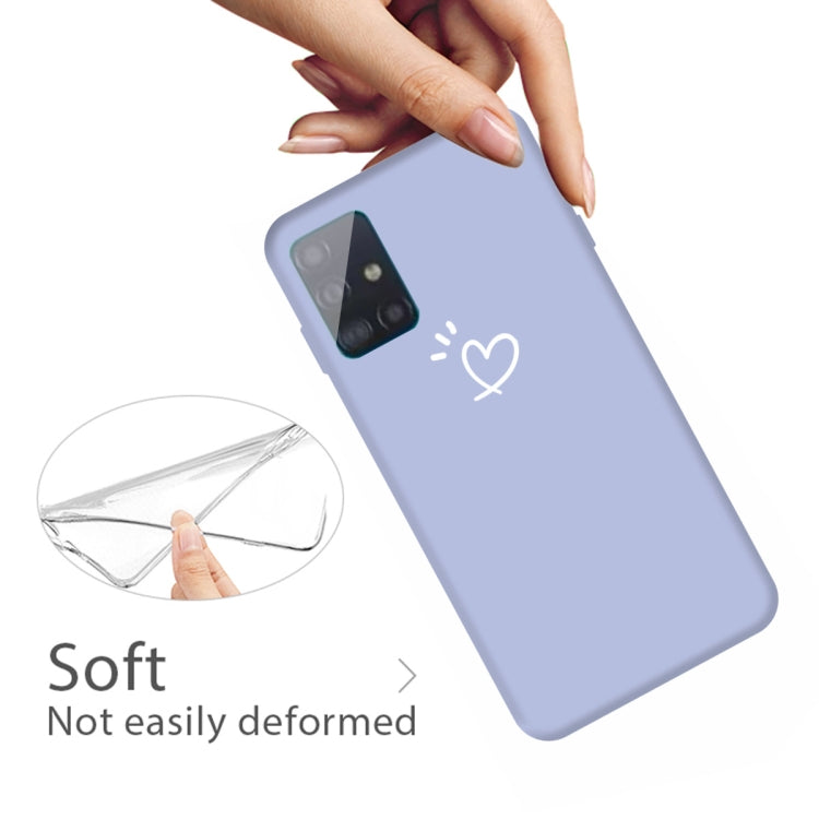 For Galaxy A51 Love Heart Pattern Frosted TPU Protective Case(Light Purple)