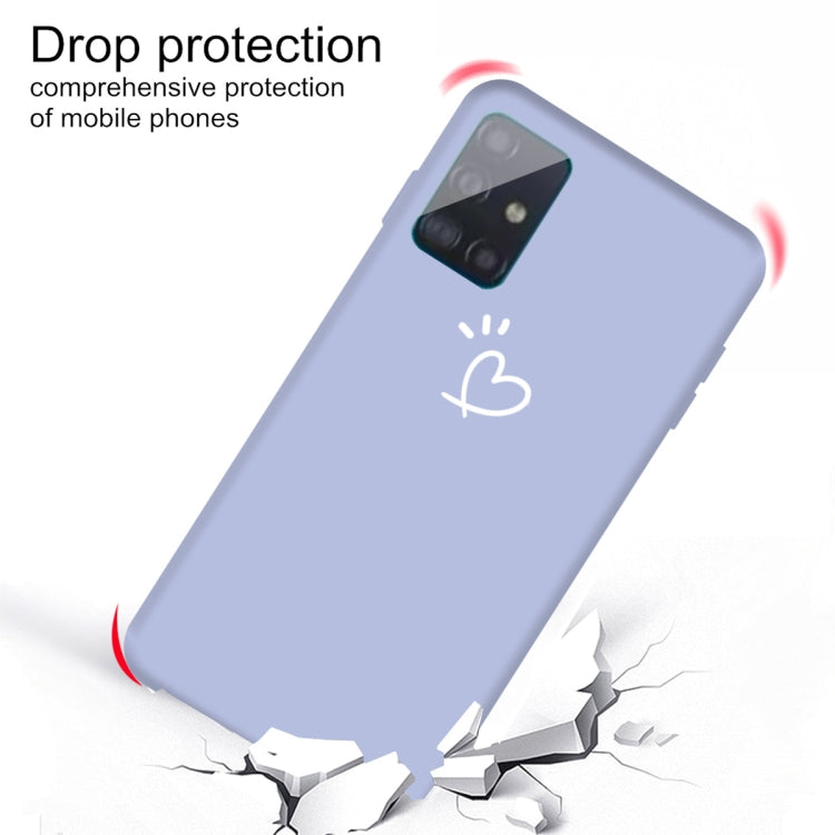 For Galaxy A51 Love Heart Pattern Frosted TPU Protective Case(Light Purple)