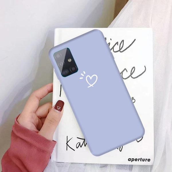 For Galaxy A51 Love Heart Pattern Frosted TPU Protective Case(Light Purple)