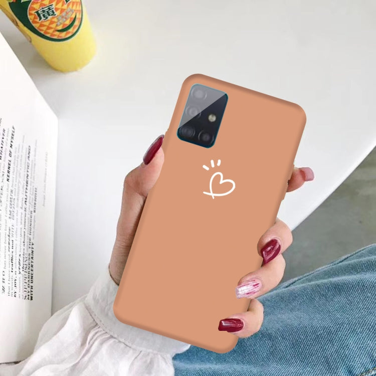 For Galaxy A51 Love Heart Pattern Frosted TPU Protective Case(Coral Orange)