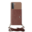 For Samsung Galaxy S22 5G Crossbody Lanyard Wallet Card Bag Phone Case(Coffee)