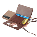 For Samsung Galaxy S22 5G Crossbody Lanyard Wallet Card Bag Phone Case(Coffee)