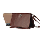 For Samsung Galaxy S22 5G Crossbody Lanyard Wallet Card Bag Phone Case(Coffee)