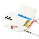 For Samsung Galaxy S22 Ultra 5G Crossbody Lanyard Wallet Card Bag Phone Case(White)