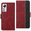 For Xiaomi 12 Stitching Side-Magnetic RFID Leather Phone Case(Red)