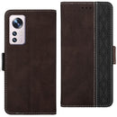 For Xiaomi 12 Stitching Side-Magnetic RFID Leather Phone Case(Coffee)