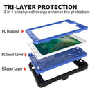 For iPad Mini 5 / 4 Contrast Color Silicone + PC Combination Case with Holder(Black + Blue)