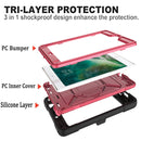 For iPad Mini 5 / 4 Contrast Color Silicone + PC Combination Case with Holder(Black + Rose Red)
