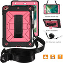 For iPad Mini 5 / 4 Contrast Color Silicone + PC Combination Case with Holder(Black + Rose Red)