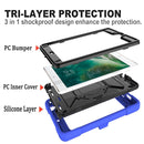 For iPad Mini 5 / 4 Contrast Color Silicone + PC Combination Case with Holder(Dark Blue + Black)