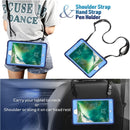 For iPad Mini 5 / 4 Contrast Color Silicone + PC Combination Case with Holder(Navy Blue + Blue)