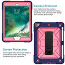 For iPad Mini 5 / 4 Contrast Color Silicone + PC Combination Case with Holder(Navy Blue + Rose Red)