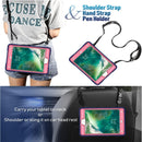 For iPad Mini 5 / 4 Contrast Color Silicone + PC Combination Case with Holder(Navy Blue + Rose Red)
