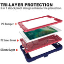 For iPad Mini 5 / 4 Contrast Color Silicone + PC Combination Case with Holder(Navy Blue + Rose Red)