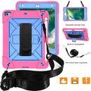 For iPad Mini 5 / 4 Contrast Color Silicone + PC Combination Case with Holder(Rose Red + Blue)