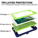 For iPad Mini 5 / 4 Contrast Color Silicone + PC Combination Case with Holder(Navy Blue + Olivine)