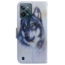 For OPPO Realme C31 Coloured Drawing Leather Phone Case(White Wolf)