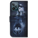 For OPPO Realme C31 Coloured Drawing Leather Phone Case(Wolf and Dog)