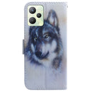 For OPPO Realme C35 Coloured Drawing Leather Phone Case(White Wolf)