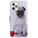 For OPPO Realme C35 Coloured Drawing Leather Phone Case(Pug)