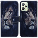 For OPPO Realme C35 Coloured Drawing Leather Phone Case(Lion)
