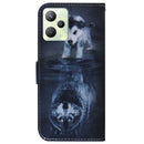 For OPPO Realme C35 Coloured Drawing Leather Phone Case(Wolf and Dog)