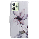 For OPPO Realme C35 Coloured Drawing Leather Phone Case(Magnolia Flower)
