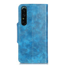 For Sony Xperia 1 IV Crazy Horse Texture Magnetic Buckle Leather Phone Case(Blue)