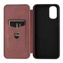 For Motorola Moto G22 Carbon Fiber Texture Horizontal Flip Leather Phone Case(Brown)