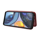 For Motorola Moto G22 Carbon Fiber Texture Horizontal Flip Leather Phone Case(Brown)